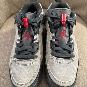 Jordan Men's Gray and Black Sneakers with Red Accents